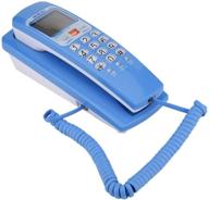 📞 caller id corded desk phone with crystal button, landline extension telephone for home - fsk/dtmf compatible (blue, desk placed) logo