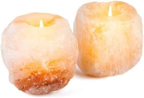 img 4 attached to 🕯️ 2 Pack Natural Himalayan Salt Tea Light Candle Holders – Enhance Your Room Decor, 2.5 lbs in Total