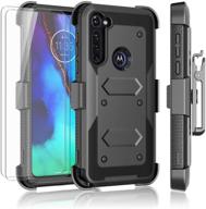 📱 njjex motorola moto g power case 2020, moto g stylus case with tempered glass screen protector [2 pack], [nbeck] heavy duty shockproof locking swivel holster belt clip kickstand hard cover [grey] + improved seo logo