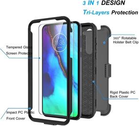 img 3 attached to 📱 Njjex Motorola Moto G Power Case 2020, Moto G Stylus Case with Tempered Glass Screen Protector [2 Pack], [Nbeck] Heavy Duty Shockproof Locking Swivel Holster Belt Clip Kickstand Hard Cover [Grey] + Improved SEO