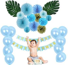 img 4 attached to 👶 Boy Baby Shower Party Supplies Set with 'It's a Boy' Banner, Flower, and 10 Blue Balloons