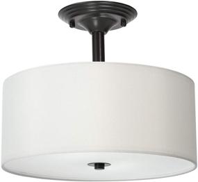 img 4 attached to CO-Z 2-Light Drum Chandelier, Modern Semi Flush Mount Ceiling Light Fixture for Kitchen, Bedroom, Living Room, Hallway, Drum Shade Flush Mount in Antique Bronze with White Shade