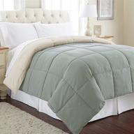 🌊 ultra soft reversible comforter/duvet insert - full/queen size, medium warmth - seafoam/almond logo