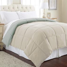 img 1 attached to 🌊 Ultra Soft Reversible Comforter/Duvet Insert - Full/Queen Size, Medium Warmth - Seafoam/Almond