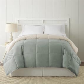 img 2 attached to 🌊 Ultra Soft Reversible Comforter/Duvet Insert - Full/Queen Size, Medium Warmth - Seafoam/Almond