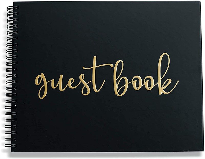 J&A Homes Guest Book – Polaroid Album Photo Guestbook Registry Sign-in with  Gold Foil & Gilded Edges – White Hardbound Book with Bookmark – 9” x 6”