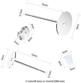 img 3 attached to 💍 500Pcs Hypoallergenic Stainless Steel Earring Posts: Flat Pad Studs with Butterfly and Rubber Bullet Backs - Perfect for Jewelry Making Findings