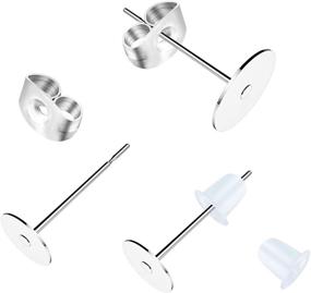 img 2 attached to 💍 500Pcs Hypoallergenic Stainless Steel Earring Posts: Flat Pad Studs with Butterfly and Rubber Bullet Backs - Perfect for Jewelry Making Findings