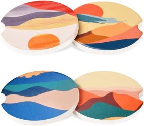 img 4 attached to 🌸 PASHOP Absorbent Ceramics Mandala Coasters: Stylish and Functional Drink Protectors!