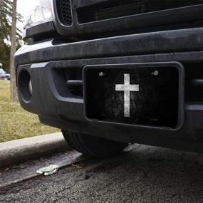 img 2 attached to 🙏 Amcove Jesus Cross Vehicle License Plate Front Auto Tag Plate: Embrace Christian Peace, 6 X 12 Inch