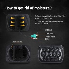 img 1 attached to Улучшенные фары LED 105W для Jeep Wrangler YJ Cherokee XJ H6054 H5054 H6054LL 69822 6052 6053 - свет ближнего и дальнего света, 5x7 7x6 дюймов, с ангельскими глазками DRL - черные, комплект из 2 штук.