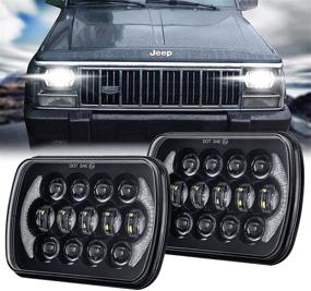 img 4 attached to Улучшенные фары LED 105W для Jeep Wrangler YJ Cherokee XJ H6054 H5054 H6054LL 69822 6052 6053 - свет ближнего и дальнего света, 5x7 7x6 дюймов, с ангельскими глазками DRL - черные, комплект из 2 штук.