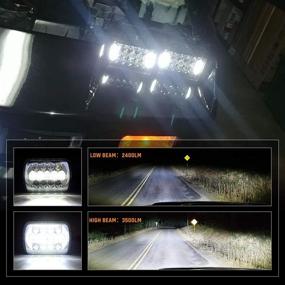 img 2 attached to Улучшенные фары LED 105W для Jeep Wrangler YJ Cherokee XJ H6054 H5054 H6054LL 69822 6052 6053 - свет ближнего и дальнего света, 5x7 7x6 дюймов, с ангельскими глазками DRL - черные, комплект из 2 штук.