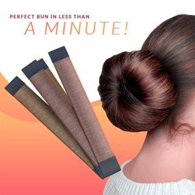 img 3 attached to Hair Bun Maker: French Twist Hair Fold Wrap Snap - Brown and Light Brown, 2-Pack