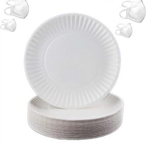 img 3 attached to 🍽️ Concession Essentials Uncoated 9 Inch Paper Plate with Two Bonus Cotton Masks - Pack of 500 Paper Plates