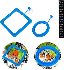 img 4 attached to 🐠 Enhance Feeding Efficiency with IAFVKAI 2PCS Fish Feeding Ring: Square and Round Aquarium Fish Floating Food Feeder Circle with Suction Cup