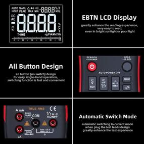 img 2 attached to 🔧 Bside EBTN Digital Multimeter - 9999 Counts True RMS Auto-Ranging DMM for AC/DC, Amp, Volt, Ohm, Hz, and More - Compact Button Design with Alligator Clip