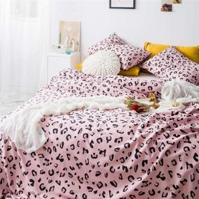 img 3 attached to 💕 Luxurious YuHeGuoJi Pink Leopard Cheetah Print Bedding Set - Queen Size 3 Piece Duvet Cover with Zipper Ties and 2 Pillowcases - 100% Cotton - Superior Quality Soft Lightweight Breathable