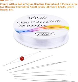 img 3 attached to 🧵 Selizo 6pcs Big Eye Beading Needles with Clear Fishing Line: Perfect for Beading, Jewelry Making, and Crafts