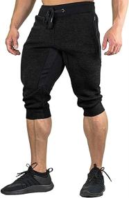 img 4 attached to 🩳 FASKUNOIE Men's Breathable Cotton 3/4 Jogger Capri Shorts with Three Pockets for Casual Wear