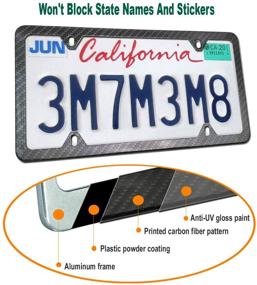 img 2 attached to 🚗 Universal Front Bumper License Plate Mounting Kit - Carbon Fiber Frame with Stainless Steel Screws, Cap Covers, and 2 Drill Relocator Adapter Plates