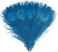 🦚 pack of 20 turquoise peacock tail eye feathers, 10-12 inches, bleached and dyed, ideal for diy crafts, hat and costume decoration logo