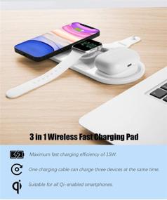 img 3 attached to 🔌 Senlleo 3 in 1 Wireless Charging Pad Qi-Certified High-Speed Wireless Charger 15W/10W/7.5W Compatible with Apple AirPods iPhone 12/11/11 Pro/Xs/XR/X/8/8Plus Samsung Smartphones - No QC 3.0 Adapter Included - White