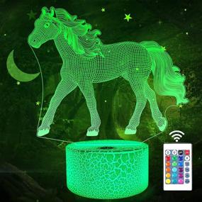 img 4 attached to 🎁 FULLOSUN Horse Gifts: 3D Night Lights for Kids Illusion Lamp - 16 Colors Changing, Perfect Birthday Gift for Girls and Boys with Remote Control