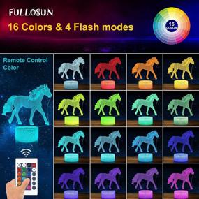 img 3 attached to 🎁 FULLOSUN Horse Gifts: 3D Night Lights for Kids Illusion Lamp - 16 Colors Changing, Perfect Birthday Gift for Girls and Boys with Remote Control