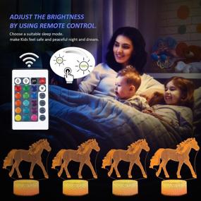 img 2 attached to 🎁 FULLOSUN Horse Gifts: 3D Night Lights for Kids Illusion Lamp - 16 Colors Changing, Perfect Birthday Gift for Girls and Boys with Remote Control