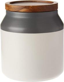 img 3 attached to Small Gray Ceramic Kitchen Container - Jamie Oliver Food Storage Jar with Wooden Lid