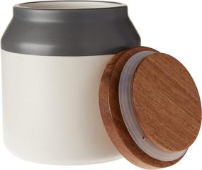 img 2 attached to Small Gray Ceramic Kitchen Container - Jamie Oliver Food Storage Jar with Wooden Lid