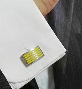 img 1 attached to 👔 Stylish Striped Cufflinks: Perfect for Weddings and Business Attire