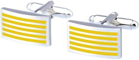 img 4 attached to 👔 Stylish Striped Cufflinks: Perfect for Weddings and Business Attire