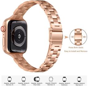 img 3 attached to OMIU Premium Stainless Steel Metal Replacement Wristband for Apple Watch 40mm 38mm 42mm 44mm - Adjustable Strap for Series 6/5/4/3/2/1 SE Women Men