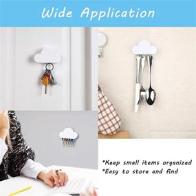 img 1 attached to Magnetic Cloud Key Holder: Convenient Wall Organizer for Keys with 4 Hooks - White