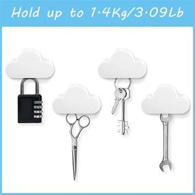 img 2 attached to Magnetic Cloud Key Holder: Convenient Wall Organizer for Keys with 4 Hooks - White