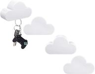 magnetic cloud key holder: convenient wall organizer for keys with 4 hooks - white логотип