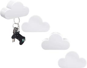 img 4 attached to Magnetic Cloud Key Holder: Convenient Wall Organizer for Keys with 4 Hooks - White