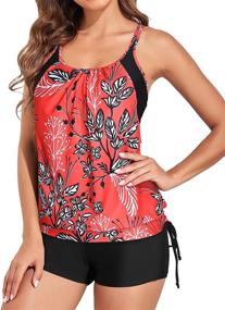 img 4 attached to Holipick Tankini Swimsuit Piece Tummy Control Bathing Suits Blouson Tankini