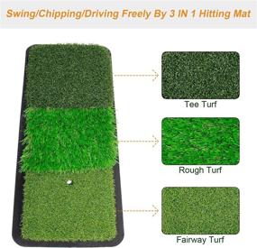 img 2 attached to ⛳️ Z&W Timeina Golf Hitting Mat: 3-in-1 & 2-in-1 Options, Heavy Duty Backing, Portable Practice Training Aids with Golf Balls, Tees & Rubber Holder