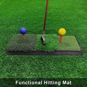 img 1 attached to ⛳️ Z&W Timeina Golf Hitting Mat: 3-in-1 & 2-in-1 Options, Heavy Duty Backing, Portable Practice Training Aids with Golf Balls, Tees & Rubber Holder