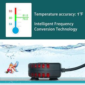 img 1 attached to 🐠 auomii Mini Submersible Aquarium Heater with Built-in Thermometer, 50W/100W Small Fish Tank Heater, Intelligent Frequency Conversion, 2 LED Temperature Display, External Temperature Controller