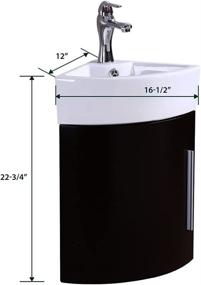 img 2 attached to 🚿 Myrtle Corner Wall Mount Vanity Sink – Compact White 16.5" W – Heavy Duty Grade A Vitreous China Sink – Dark Oak Vanity Cabinet – Chrome Faucet and Drain with Overflow – Renovators Supply Manufacturing