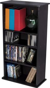 img 3 attached to Improved Atlantic Drawbridge Media Cabinet - Holds 240 CDs, Sturdy Wide Base, 4 Adjustable, 2 Fixed Deeper Shelves, 36 X 19 X 10 inch, PN37936251, Black