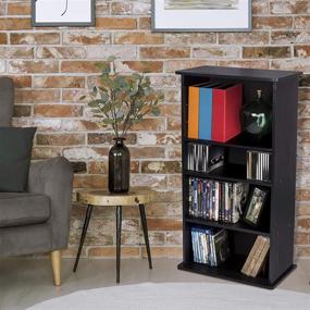 img 2 attached to Improved Atlantic Drawbridge Media Cabinet - Holds 240 CDs, Sturdy Wide Base, 4 Adjustable, 2 Fixed Deeper Shelves, 36 X 19 X 10 inch, PN37936251, Black