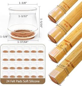 img 3 attached to 🪜 24 Pcs High Transparency Chair Leg Floor Protectors for Furniture: Protect Hardwood Floors from Scratches & Noise with Silicone Round/Square Felt Pads