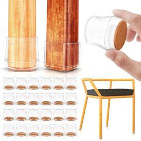 img 4 attached to 🪜 24 Pcs High Transparency Chair Leg Floor Protectors for Furniture: Protect Hardwood Floors from Scratches & Noise with Silicone Round/Square Felt Pads