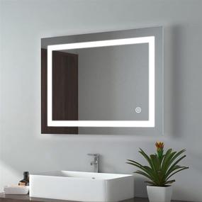 img 4 attached to Enhance Your Bathroom Décor with the EMKE 24 x 32 Inch LED Vanity Mirror - Dimmable, Waterproof, and UL Listed!