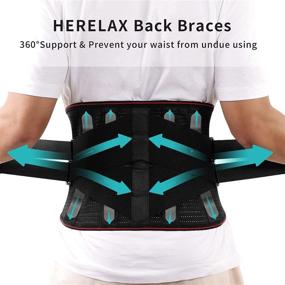 img 2 attached to 👨 HERELAX Men's Lower Back Brace - Relieve Waist & Back Pain, Support for Lifting, Sciatica, Scoliosis - Durable & Breathable Lumbar Belt (M)"